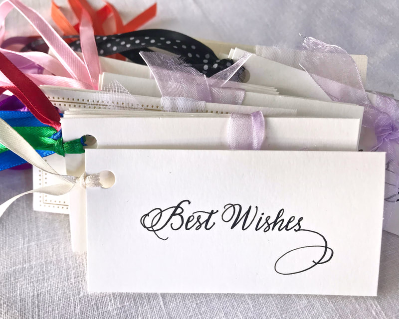 MERCI - hand lettered calligraphy gift tags with ribbon